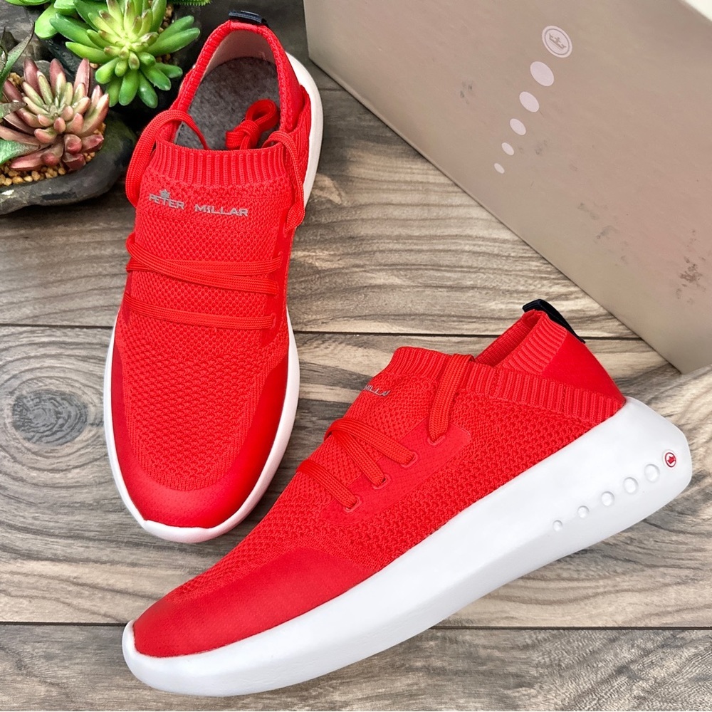 NIB Peter Millar Hyperlight Glide Sneaker US 8 Red A SMALL SNAG ON SHOE LACE